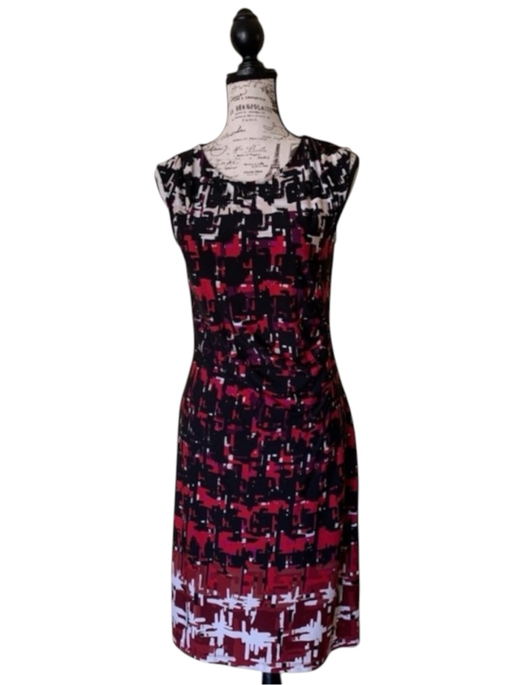 Apt. 9 Geometric Print Ruched Dress | Size Medium